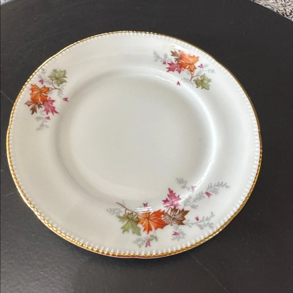 Winterling Germany Autumn Leaves Set of 4 Dessert Salad Plates Gold Trim Rim